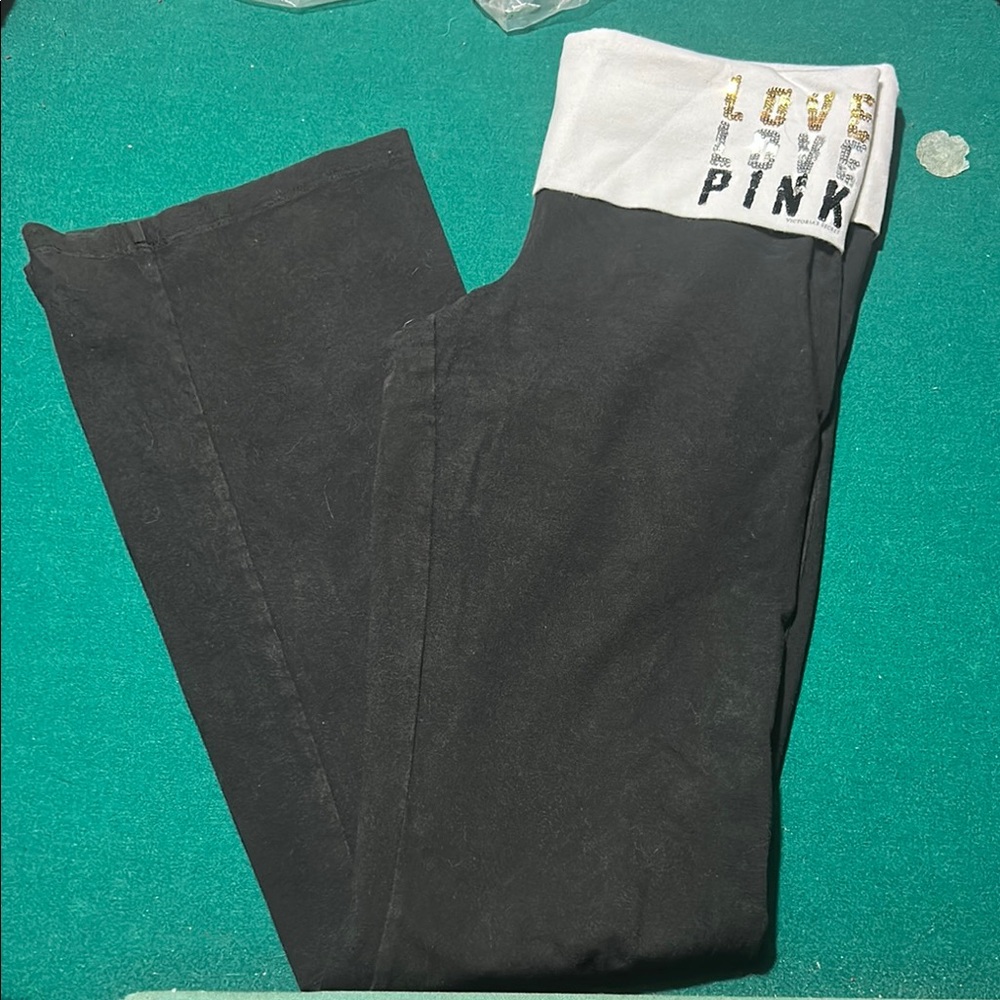 Black and White Foldover Yoga Pants